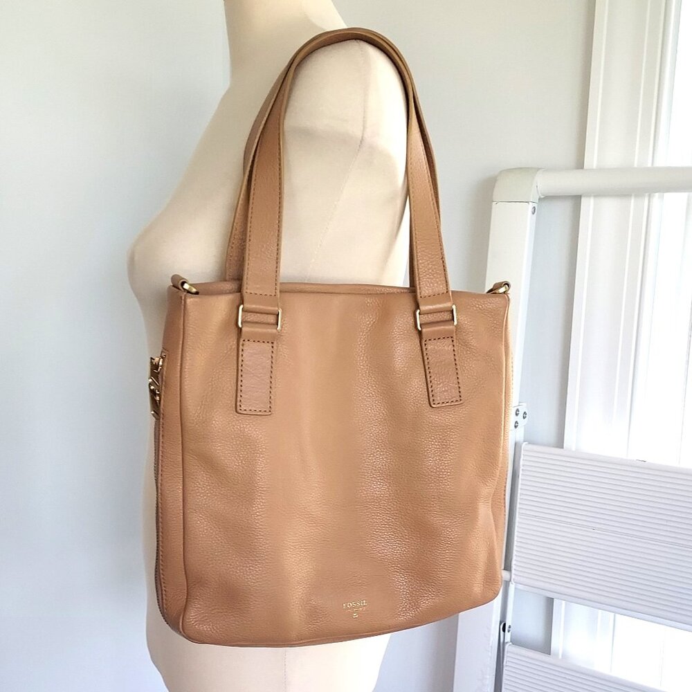 Fossil Preston Convertible Pebbled Leather Tan Shoulder Crossbody